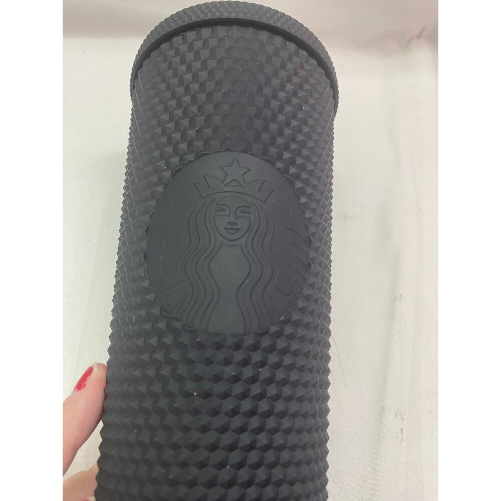 Starbucks Matte Black Studded Tumbler 24oz Venti Cold Cup Siren Logo No Straw
